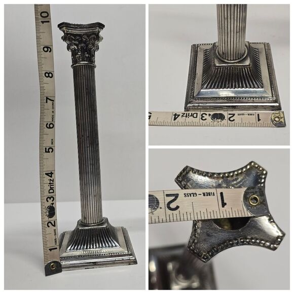 VTG WA William Adams Spain 10" Candlesticks Silver Plated Neoclassical Columns - Picture 8 of 8